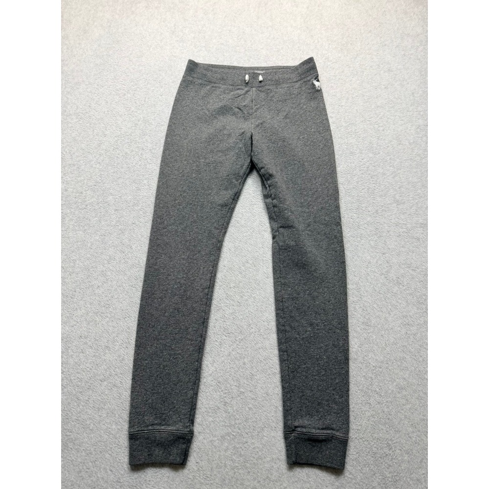 Abercrombie Kids Gray Fleece Joggers Slim Sweatpants Moose Logo Charcoal Heather